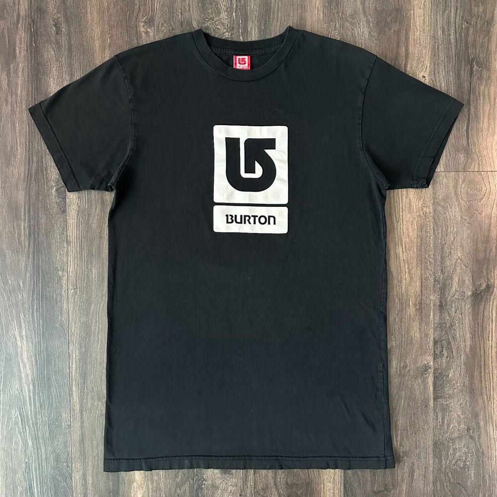 Vintage Burton Snowboard T-Shirt Black Short Sleeve Graphic Logo Mens Large Long